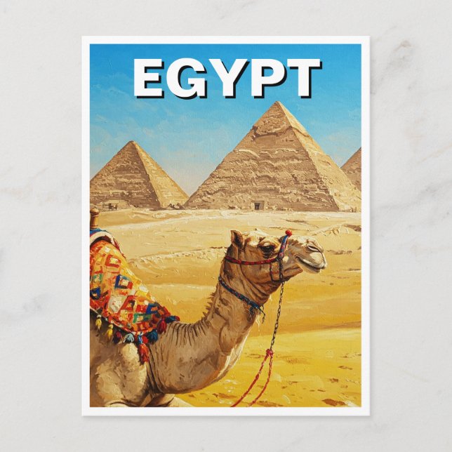 Egypt Sphinx Pyramids of Giza Camel Postcard (Front)