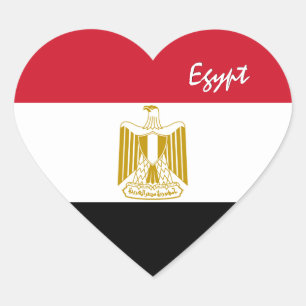 Egypt Sticker, Heart, Patriotic Egyptian Flag Heart Sticker