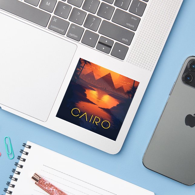 Egypt Sunset: Pyramids and Nile River (Laptop w/ iPhone)