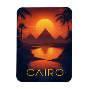 Egypt Sunset: Pyramids and Nile River Magnet