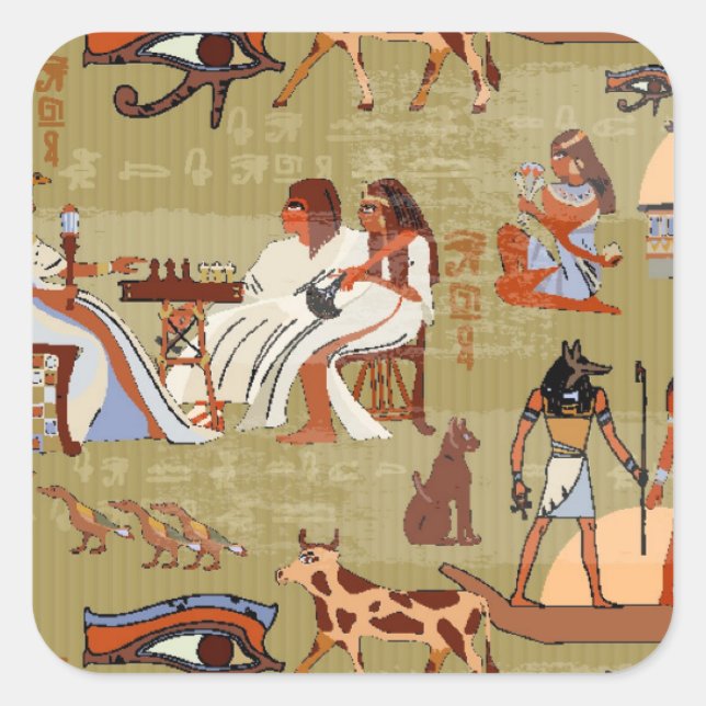 Egypt | Symbols Pattern Square Sticker (Front)