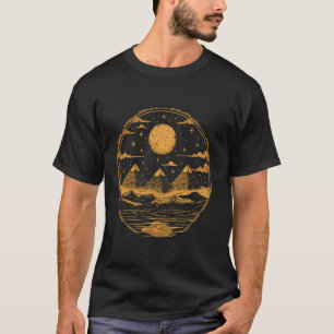 egypt three pyramids and sun illustration pharaoh  T-Shirt