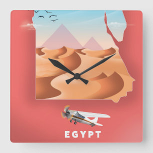 Egypt travel poster square wall clock