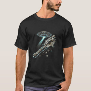 Egypt UFO Floating Staff Light Beam Graphic T-Shirt