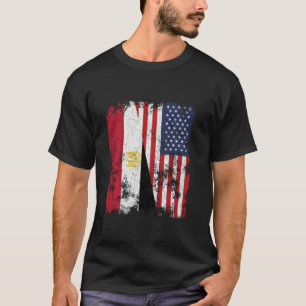 Egypt USA Flag Distressed - Half American T-Shirt