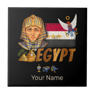 Egypt Vintage Pharaoh Flag And Pyramids Souvenir Ceramic Tile