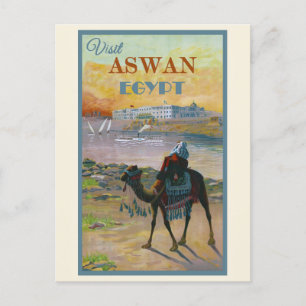 Egypt Vintage Visit Aswan Travel Postcard