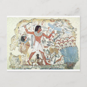 egyptian / african hunting scene tablet freeze postcard