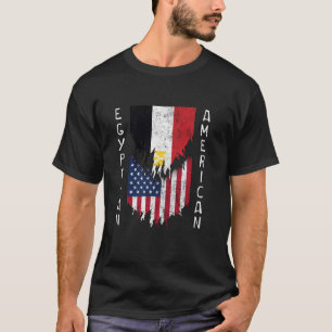 Egyptian American Flags Ripped Torn Egypt T-Shirt