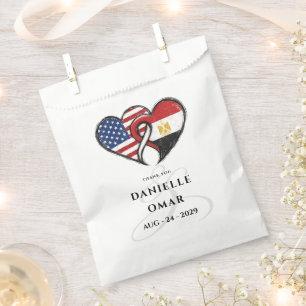 Egyptian American Heart Flags Wedding Welcome Favour Bag