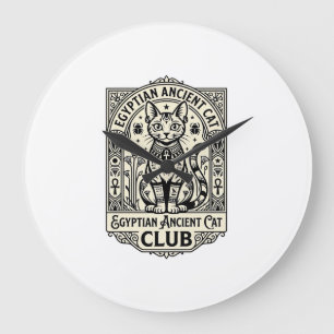 Egyptian Ancient Cat Funny Cat Graphic - Egyptian Large Clock