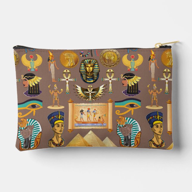 Egyptian Ancient Hieroglyphic Pattern Symbol Accessory Pouch (Back)