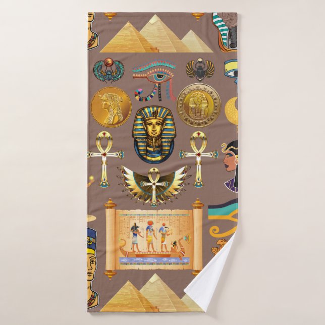 Egyptian Ancient Hieroglyphic Pattern Symbol Bath Towel (Bath Towel)