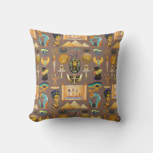 Egyptian Ancient Hieroglyphic Pattern Symbol Cushion