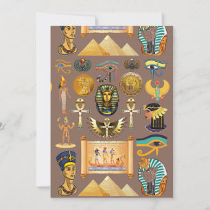Egyptian Ancient Hieroglyphic Pattern Symbol Holiday Card