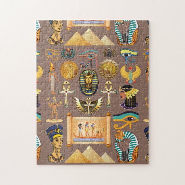 Egyptian Ancient Hieroglyphic Pattern Symbol Jigsaw Puzzle (Vertical)