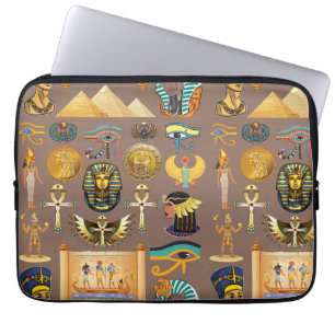 Egyptian Ancient Hieroglyphic Pattern Symbol Laptop Sleeve