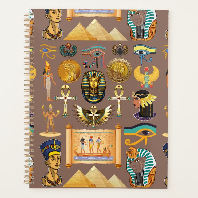 Egyptian Ancient Hieroglyphic Pattern Symbol Planner (Front)