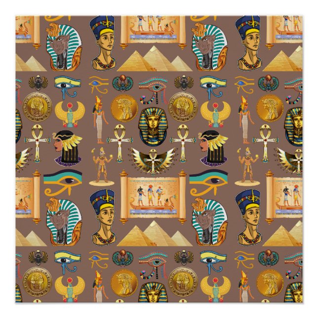 Egyptian Ancient Hieroglyphic Pattern Symbol Poster (Front)