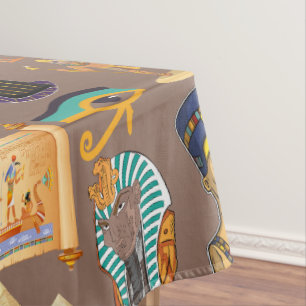 Egyptian Ancient Hieroglyphic Pattern Symbol Tablecloth