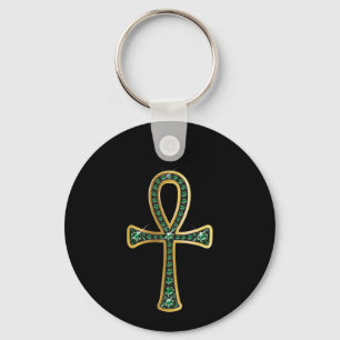 Egyptian Anhk with "Emerald" Keychain