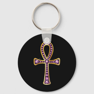 Egyptian Anhk with "Rose Quartz" Keychain
