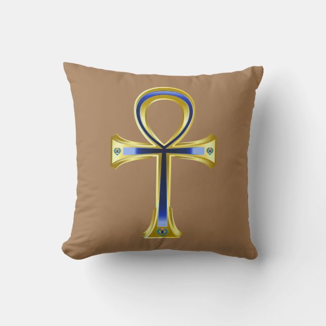 Egyptian Ankh And Scarabs Cushion (Front)