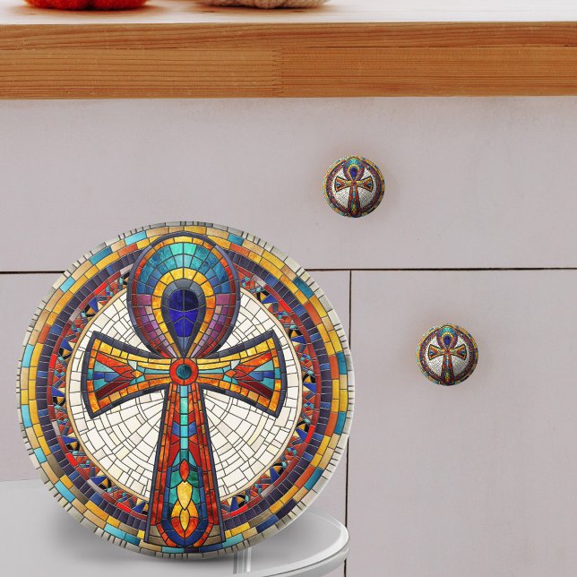 Egyptian Ankh Cross -Mosaic Art Ceramic Knob (Creator Uploaded)