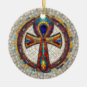 Egyptian Ankh Cross -Mosaic Art Ceramic Ornament
