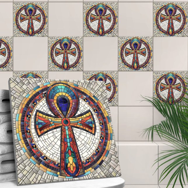 Egyptian Ankh Cross -Mosaic Art Ceramic Tile (Creator Uploaded)