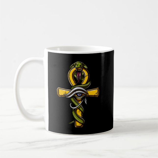 Egyptian Ankh Eye Of Horus Ancient Serpent Symbol Coffee Mug (Left)