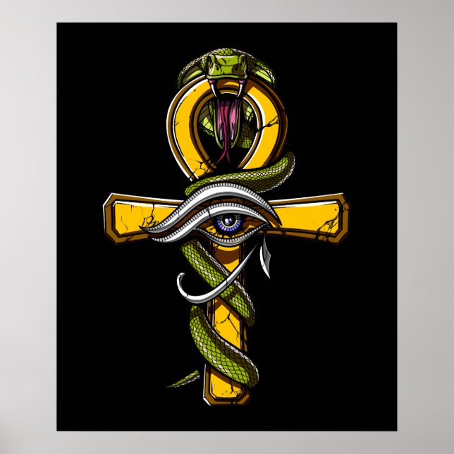 Egyptian Ankh Eye Of Horus Ancient Serpent Symbol Poster (Front)