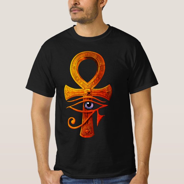 Egyptian Ankh Eye of Horus Ancient Symbol Protect T-Shirt (Front)