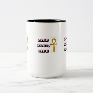 Egyptian Ankh Life Quote - Golden Key of Life - Li Two-Tone Coffee Mug