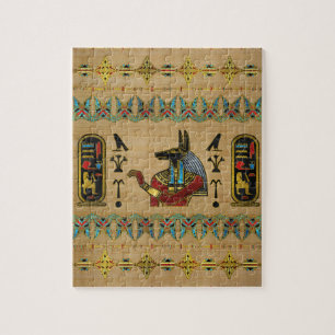 Egyptian Anubis Ornament on papyrus Jigsaw Puzzle