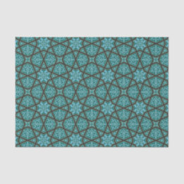 Egyptian arabic geometric in vintage blue and grey tissue paper