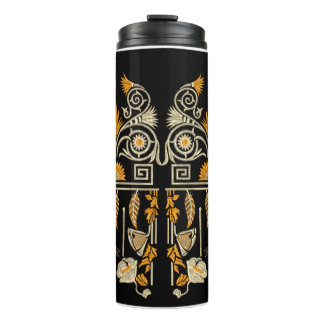 Egyptian art traditional gold border create hand m thermal tumbler