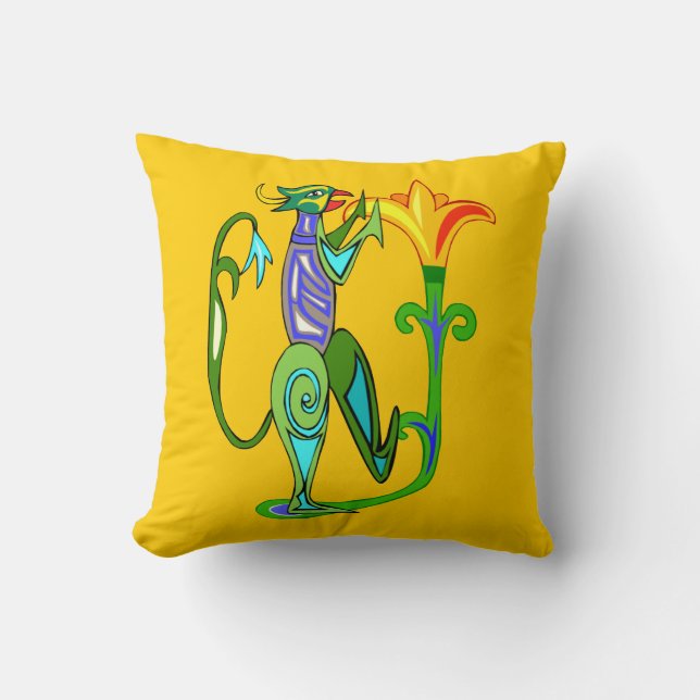 Egyptian Art With Lotus Flower Reversible Pillow (Front)