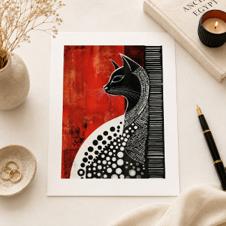 Egyptian Bastet Black Cat Art Vintage Gothic Postcard