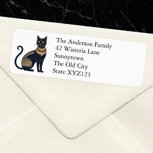 Egyptian Black Cat Elegant Personalised Return Address Label