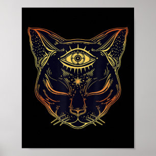 Egyptian Black Cat Halloween Boho - Gothic Witchcr Poster