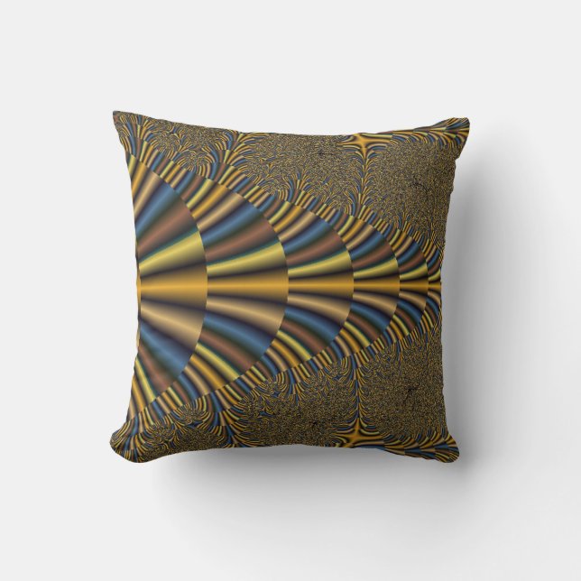 Egyptian Brown Blue Gold Cushion (Front)