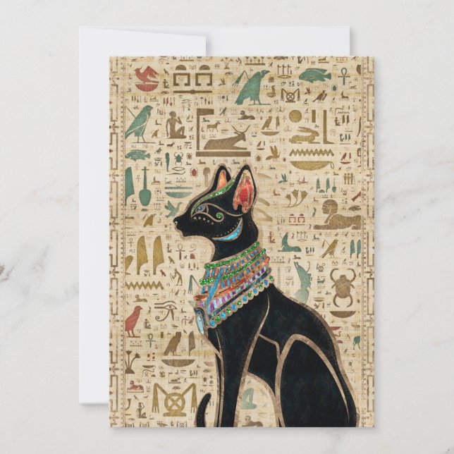 Egyptian Cat - Bastet on papyrus Holiday Card (Front)