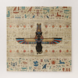 Egyptian Cat - Bastet on papyrus Jigsaw Puzzle