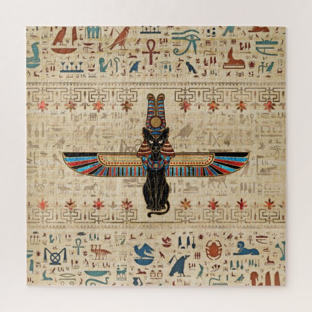 Egyptian Cat - Bastet on papyrus Jigsaw Puzzle (Vertical)