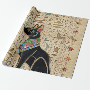 Egyptian Cat - Bastet on papyrus Wrapping Paper
