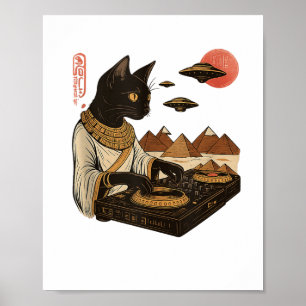 Egyptian Cat Dj Ufo Art Print Tank Top_1