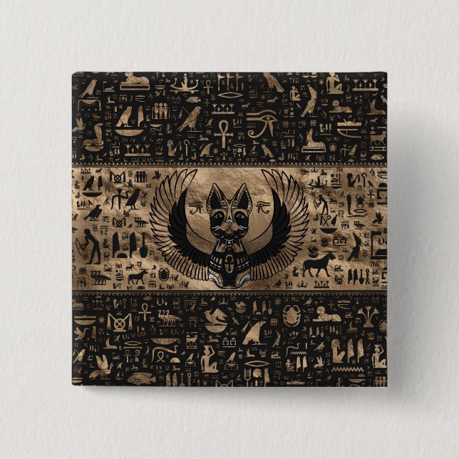 Egyptian Cat Goddess Bastet 15 Cm Square Badge (Front)