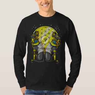 Egyptian Cat Goddess Bastet Ankh Sacred Geometry T-Shirt