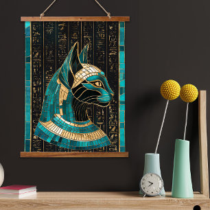 Egyptian Cat Goddess Bastet -Mosaic Art Hanging Tapestry